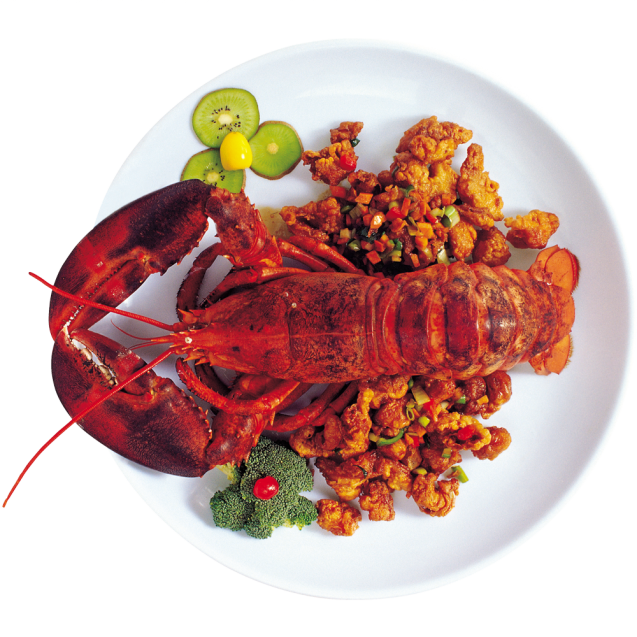 baked lobster with a garnish